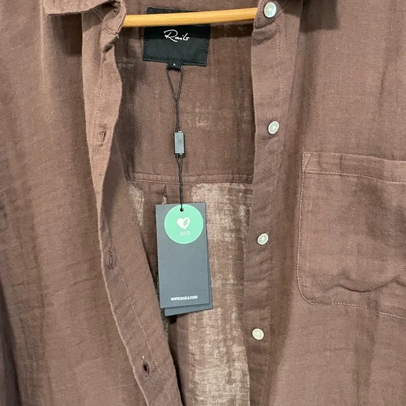 NWT Rails Chocolate Brown Button-Up Women's Top Light cotton Large - Picture 9 of 10